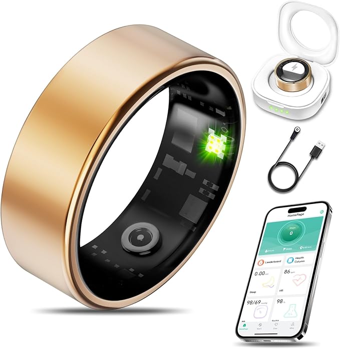Smart Health Ring for Women Men Fitness Tracker with Heart Rate, Blood Oxygen, Blood Pressure