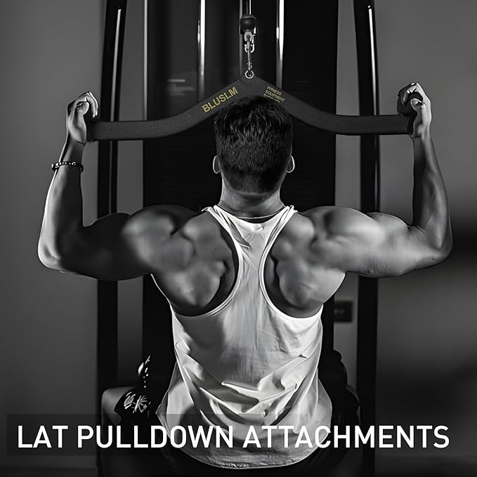 LAT Pull Down Bar for Cable Machine, LAT Pulldown Attachments T Bar V Bar Cable Attachment, Back