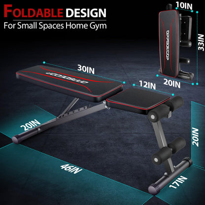 OPPSDECOR Weight Bench for Home Gym, ASTM-Certified 660LBS Fast Foldable Workout Bench for Home