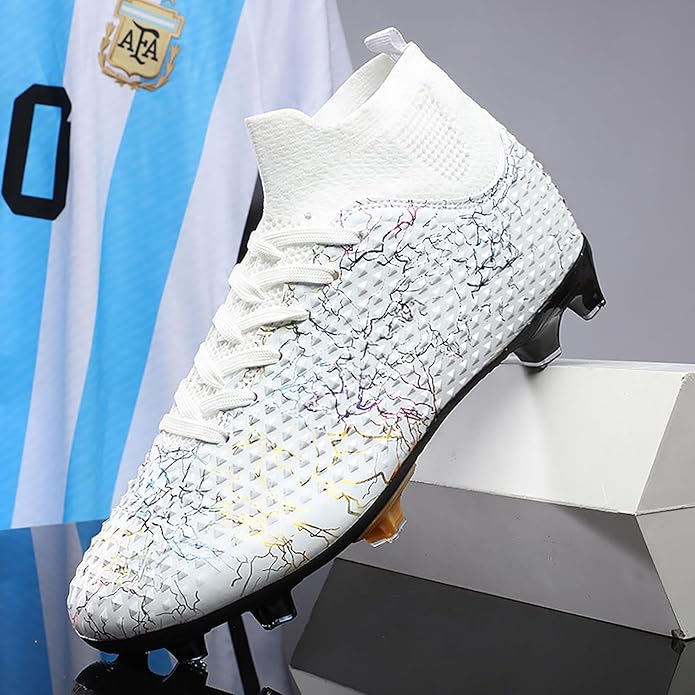 Men's Soccer Shoes High-Top Soccer Cleats Outdoor Breathable Athletic Professional Spikes Youth