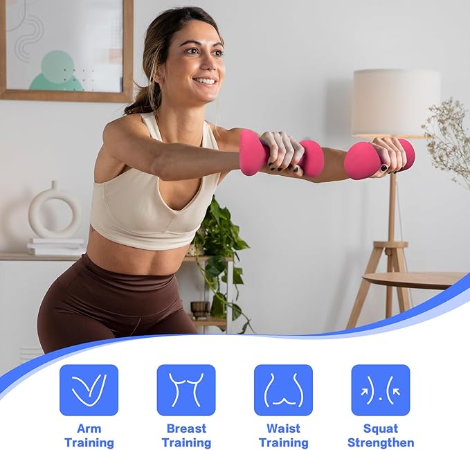 Ergonomic Dumbbells Weights Set-Hand Weights for Women at Home, Ear Dumbbells Weights for Pilates