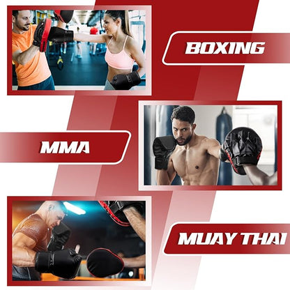 4-in-1 2 Pairs 8 oz Boxing Gloves and 4 Pcs Punching Mitts Set for Kids Men Women, Boxing Gloves