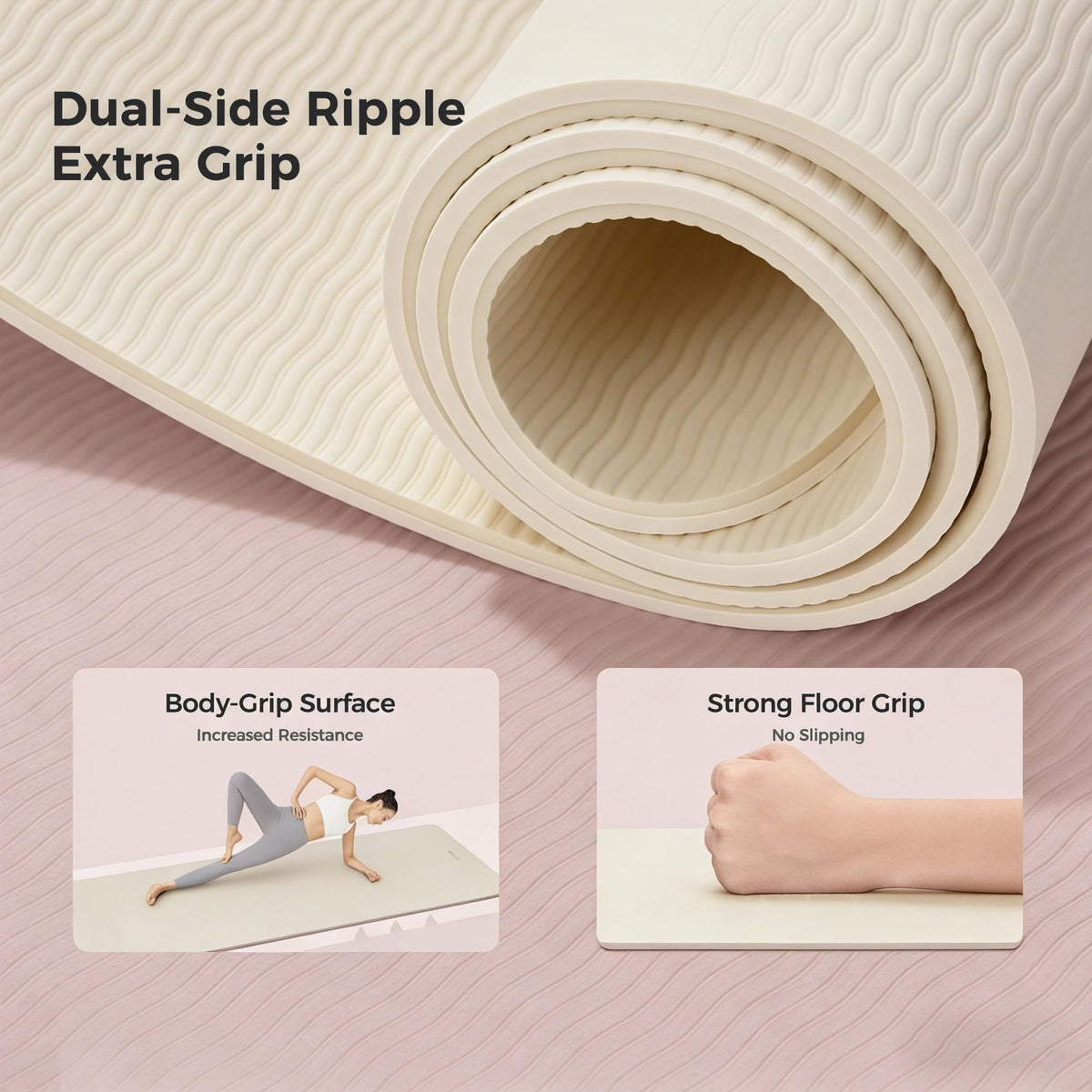 Keep 72" x 24" TPE Yoga Mat Non Slip, 1/4 Inch (6mm) Exercise Mat for Home Workout, Gym, Yoga