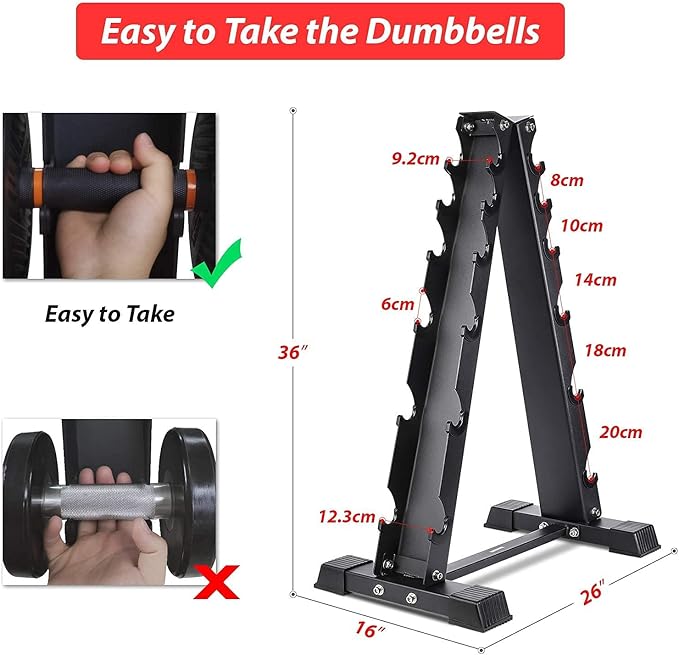Dumbbell Rack Stand Only, Weight Rack for Dumbbells Compact A-Frame Home Gym Space Saver (480/800