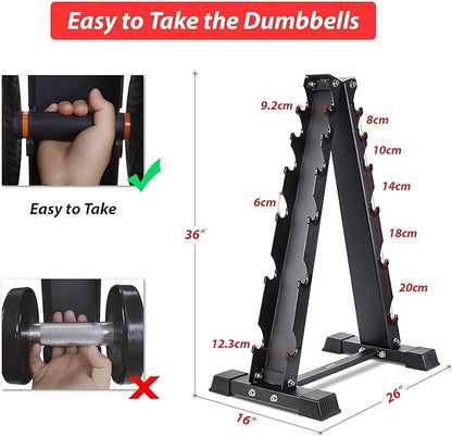 Dumbbell Rack Stand Only, Weight Rack for Dumbbells Compact A-Frame Home Gym Space Saver (480/800