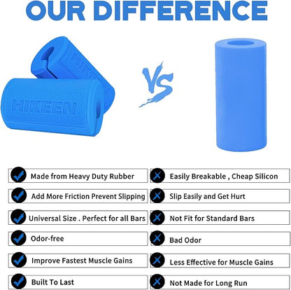 Hikeen Thick Bar Dumbbell Grips,Non Slip Hard Rubber Barbell Grips,Grips for Weight Lifting, Muscle