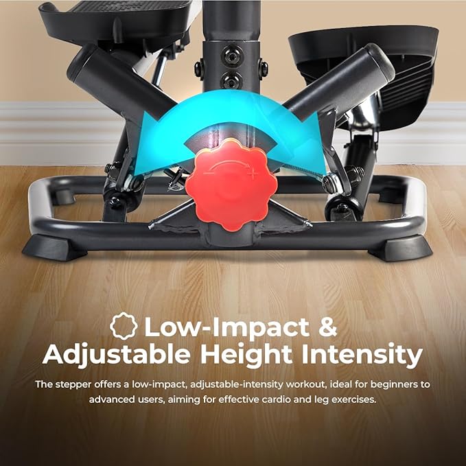 Sunny Health & Fitness Twist Stepper with Handlebar, Stair Step Machine for Cardio Workout, Compact