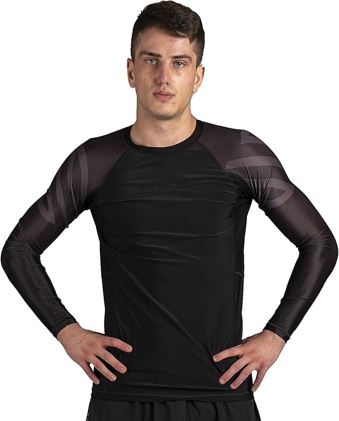 Sanabul Essential Long Sleeve Compression Training Rash Guard for MMA BJJ Wrestling Grappling and