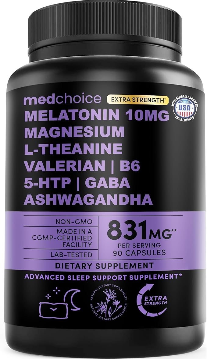 12-in-1 Melatonin Sleep Capsules - 10mg Melatonin Extra Strength with Magnesium and Balanced Blend