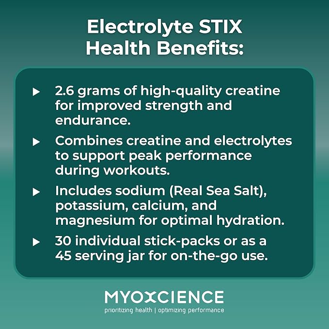 MYOXCIENCE Electrolyte STIX | Creatine Electrolyte Powder | Recovery from Exercise & Muscle