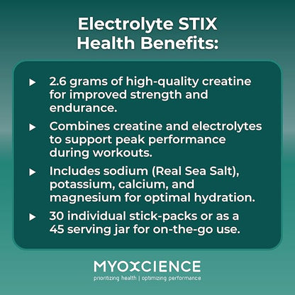 MYOXCIENCE Electrolyte STIX | Creatine Electrolyte Powder | Recovery from Exercise & Muscle