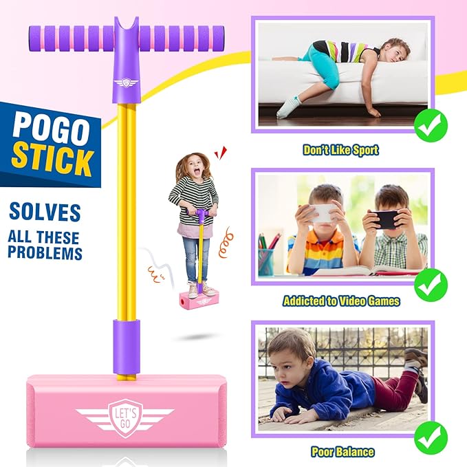 CUUGO LET'S GO! CG Jumping Promotes Growing Taller- Pogo Stick Foam Pogo Jumper for Kids, Toys for