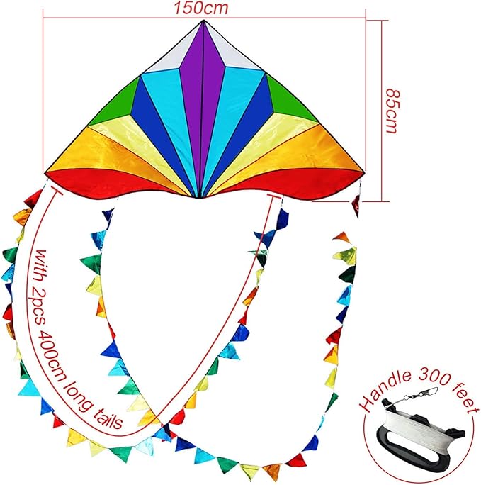 HONBO Large Delta Kite for Kids & Adults,Extremely Easy to Fly Kite for Beach Trip,String Line