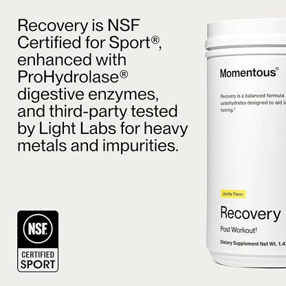 Momentous Recovery Grass-Fed Whey Protein Powder - 20 g Post-Workout Whey Isolate Protein - NSF