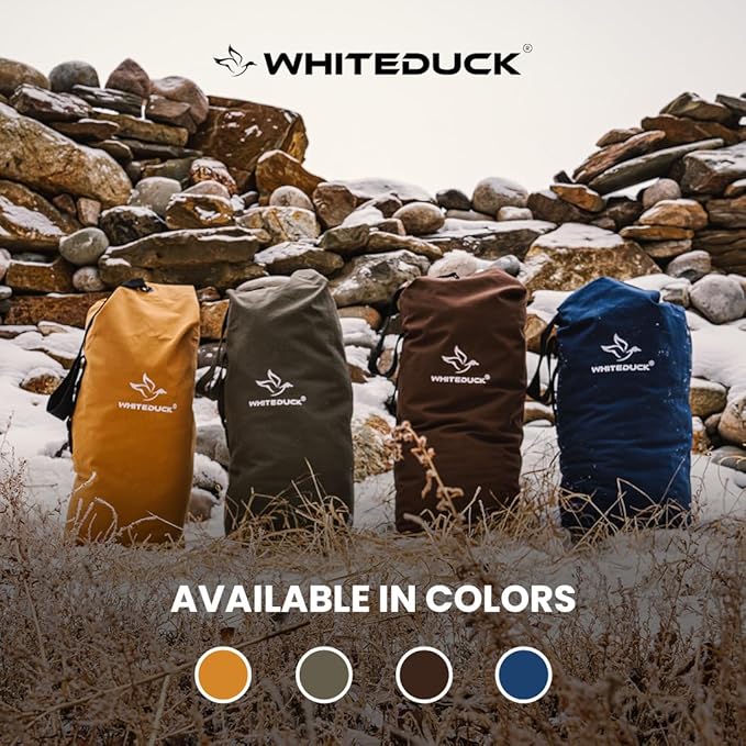 WHITEDUCK Top Load Canvas Folding Duffel Bag, Water Resistant Army Style Shoulder Bag for Men and