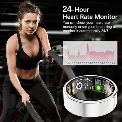 Ring Health Tracker for Women Men, Fit Ring with Heart Rate, Blood Oxygen, Sleep Monitor, Calories