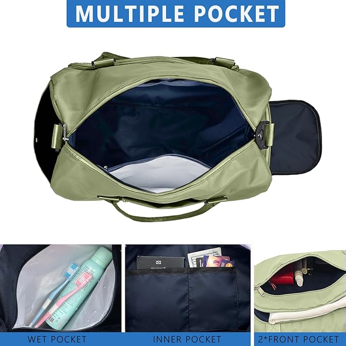 woogwin Gym Bag for Men & Women with Shoes & Wet Compartment Waterproof Duffle Bag for Travel