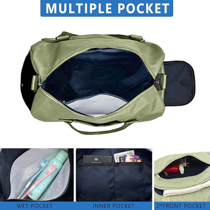 woogwin Gym Bag for Men & Women with Shoes & Wet Compartment Waterproof Duffle Bag for Travel