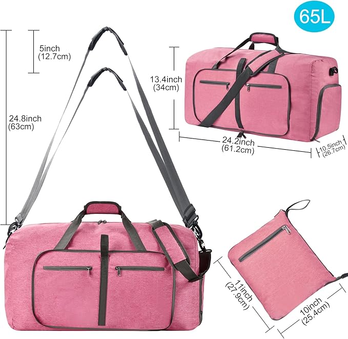 Felipe Varela Duffle Bag with Shoes Compartment and Adjustable Strap,Foldable Travel Duffel Bags