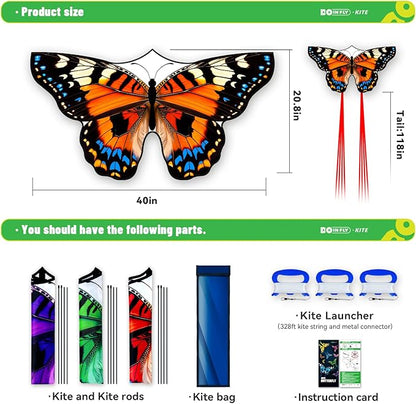 Butterflys for Kids, Beautiful Kite Easy to Fly for Beginners with 328 ft Line & Line Winder