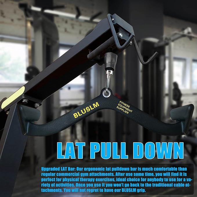 LAT Pull Down Bar for Cable Machine, LAT Pulldown Attachments T Bar V Bar Cable Attachment, Back