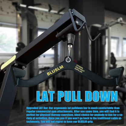 LAT Pull Down Bar for Cable Machine, LAT Pulldown Attachments T Bar V Bar Cable Attachment, Back
