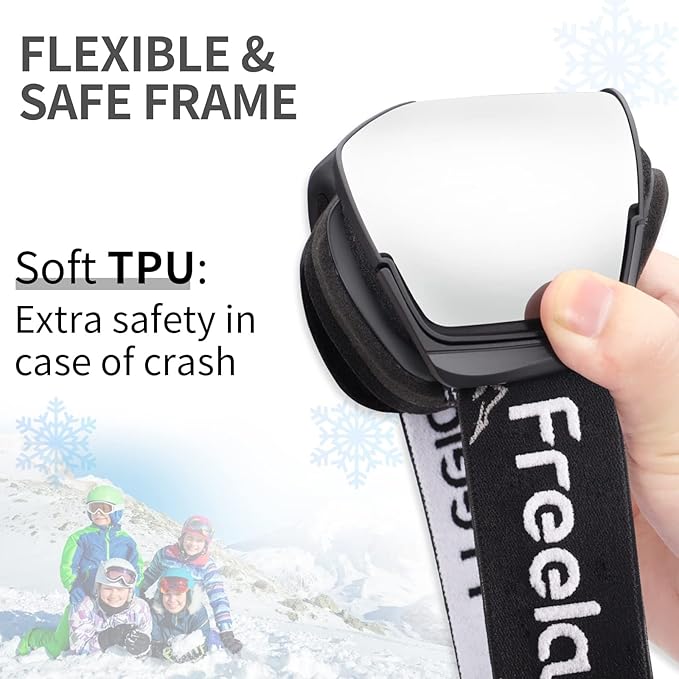 Freela Kids Ski Snowboard Goggles for Toddler(3-14) Youth Anti Fog Anti UV Goggles Girls Boys Snow