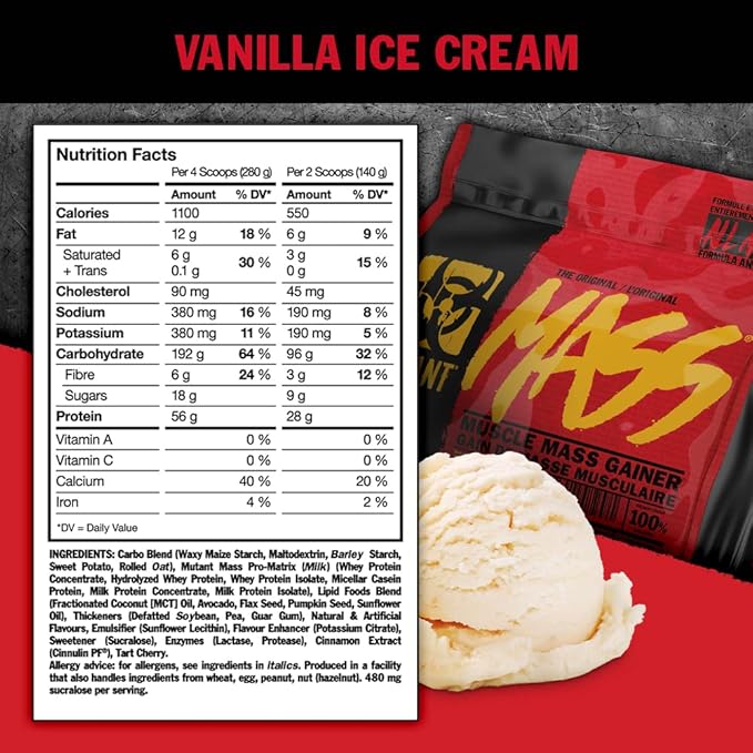 Mutant Mass Weight Gainer Protein Powder ??Build Muscle Size and Strength with 1100 Calories ??56 g
