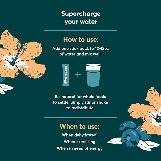 Low Sodium Electrolyte Drink Mix - Natural Electrolytes, Organic Fruits and Greens - No Added Sugar