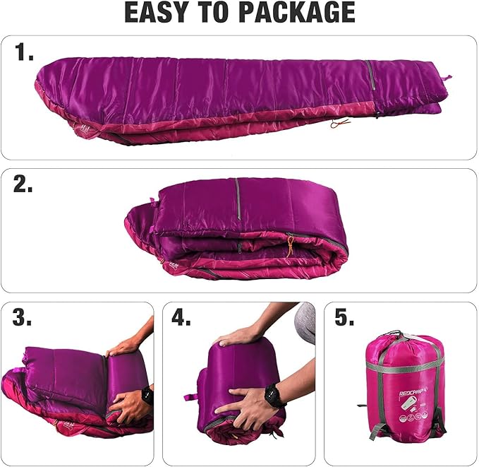 REDCAMP Kids Mummy Sleeping Bag for Camping, 3 Season Cold Weather Sleeping Bag Fit Boys,Girls &