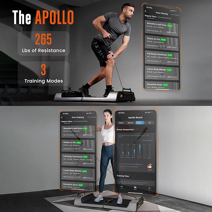 SQUATZ Apollo Board Smart Home Gym 265 LBS Resistance, Multifunctional All in One Gym, Cable Weight