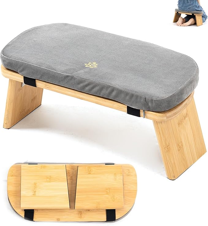 Meditation Bench, Bamboo Meditation Stool, Folding Kneeling Meditation Bench, Seiza Prayer Bench