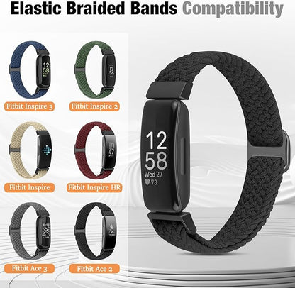 Elastic Braided Watch Band Compatible with Fitbit Inspire 3/Inspire 2/Inspire/Inspire HR/Fitbit ace