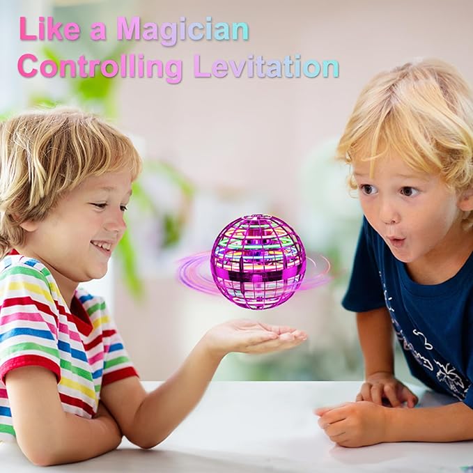 Flying Orb Ball (Pink, 2025 Upgraded) with Dazzling Lights, Magic Hover Spinner, Boomerang Drone