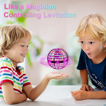 Flying Orb Ball (Pink, 2025 Upgraded) with Dazzling Lights, Magic Hover Spinner, Boomerang Drone