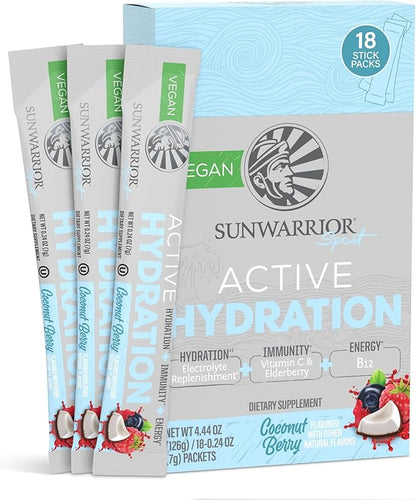 Electrolyte Powder Hydration Packets Powder B12 Elderberry | Coconut Berry Flavored 18 Stick Packs