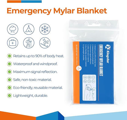 Emergency Blankets (4 Packs, 84" L x 52" W) Mylar Thermal Blankets for Survival and