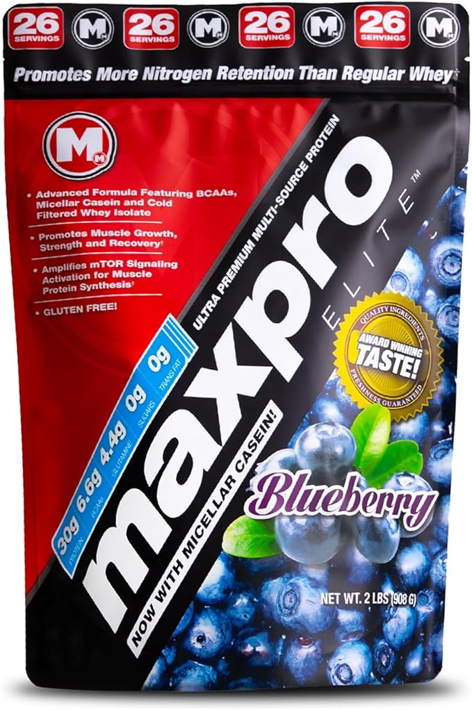 Max Muscle Maxpro Elite Whey Protein Powder | 30g Protein | 0g Sugar | 6.6g BCAAs | Micellar Casein