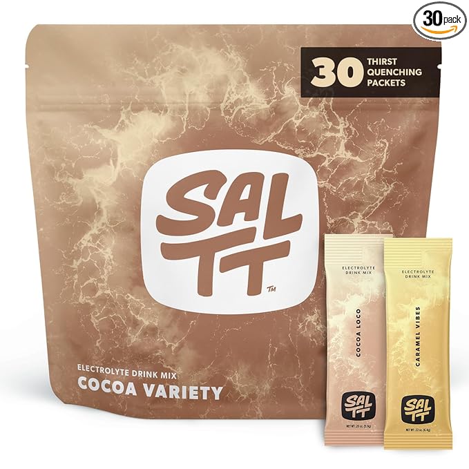 SALTT Electrolytes Powder Packets, Cocoa Variety Pack (30 Packets) - Magnesium, Potassium, Sodium
