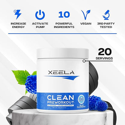 XEELA Pre Workout Powder - Clean & Tested - Jitter Free, Safe, and Natural - Increase Thermogenic