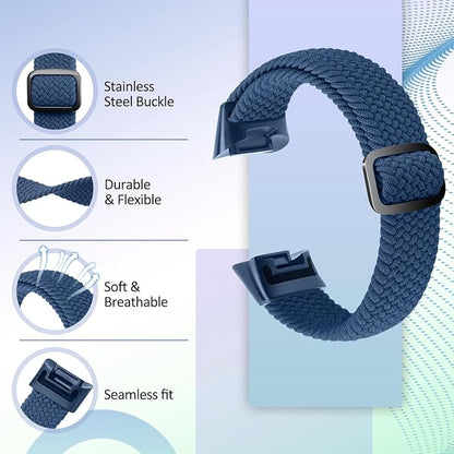 Elastic Braided Bands Compatible with Fitbit Charge 5/Fitbit Charge 6 for Women Men, Breathable