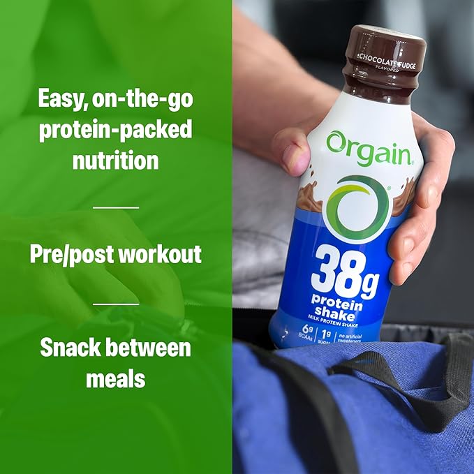 Orgain 38g High Protein Shake, Dairy Isolate Protein Milk, Chocolate Fudge, 6g BCAAs, 1g Sugar Per