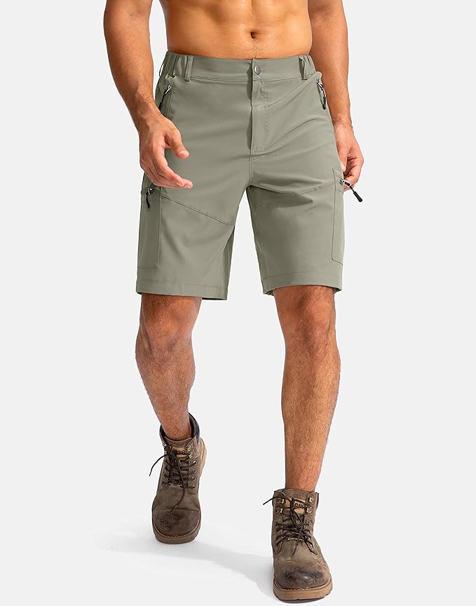 Pudolla Men's Hiking Cargo Shorts 9" Lightweight Outdoor Work Shorts for Men Travel Golf Camping