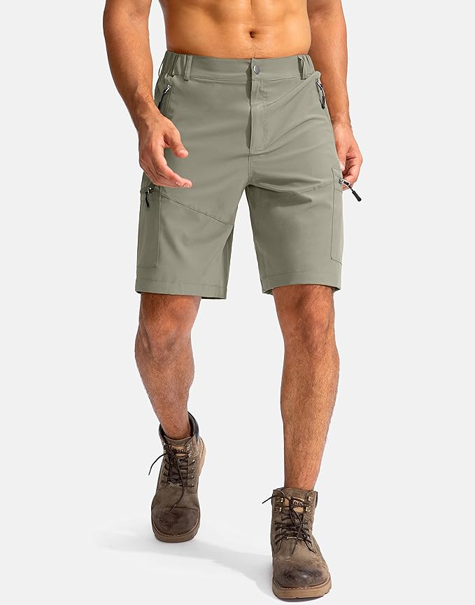 Pudolla Men's Hiking Cargo Shorts 9" Lightweight Outdoor Work Shorts for Men Travel Golf Camping