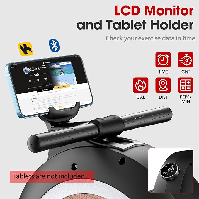 Rowing Machine, Magnetic Rowing Machine for Home, Upgraded 32-Levels Quiet Resistance with Smart