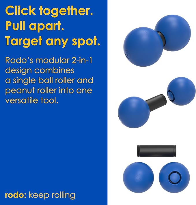 Rodo 2-in-1 Firm Peanut & Lacrosse Ball Roller | Deep Tissue Massage Tool for Fascia, Plantar