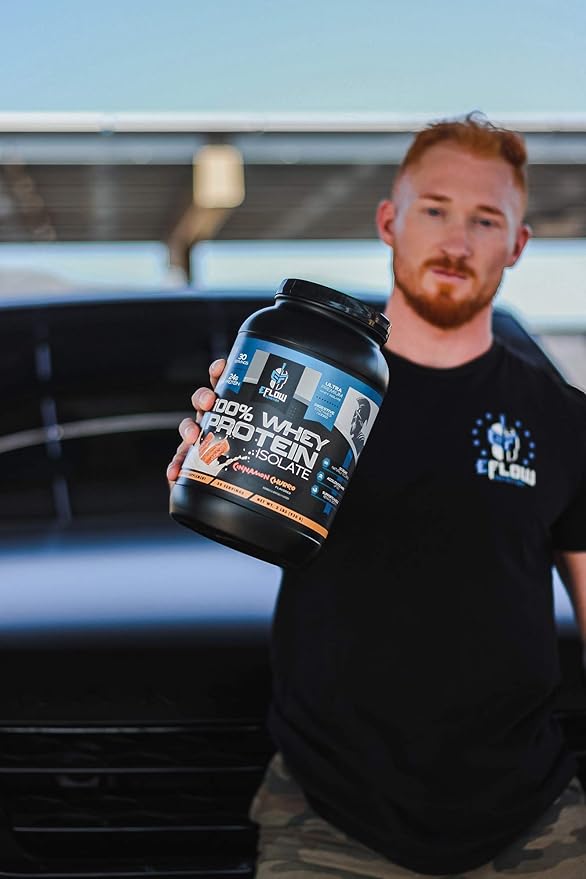 eFlow Nutrition 100% Whey Protein Isolate - Gluten & Lactose-Free Digestive Enzymes Added, Low