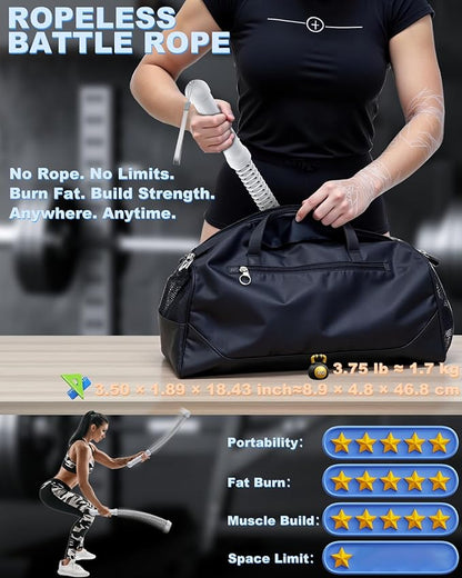 2PCS Weighted Ropeless Battle Ropes for Home Gym, Heavy Duty Arm Exerciser for Strength Training