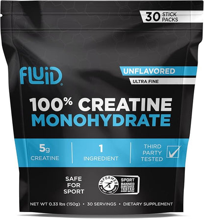 Fluid - Ultra-Fine Micronized 100% Creatine Monohydrate, Informed Sport Certified, Safe for