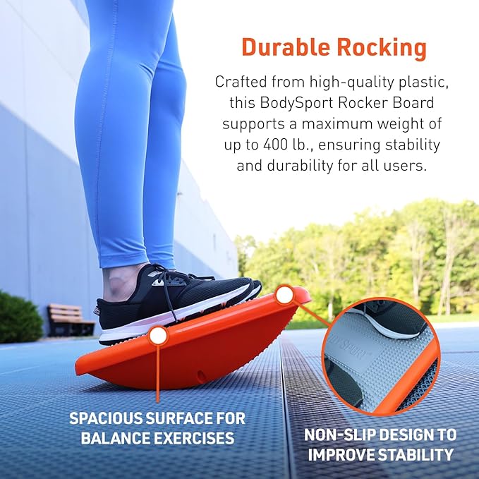 Body Sport Rocker Board for Balance Training, Standing Desk, Physical Therapy & More